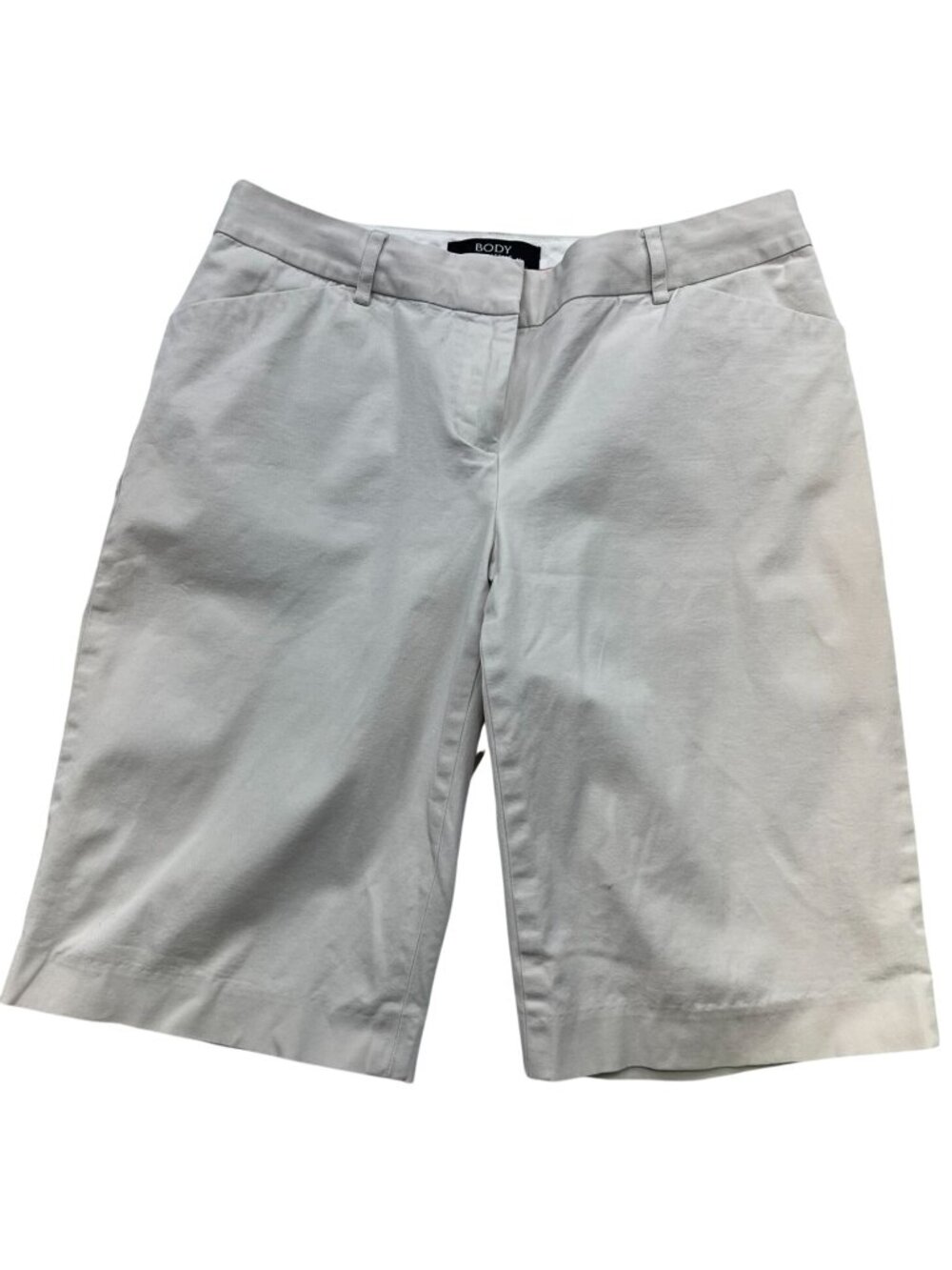 Body by Victoria Women's Bermuda Chino Shorts Flat Front Size 8 Off-White Solid